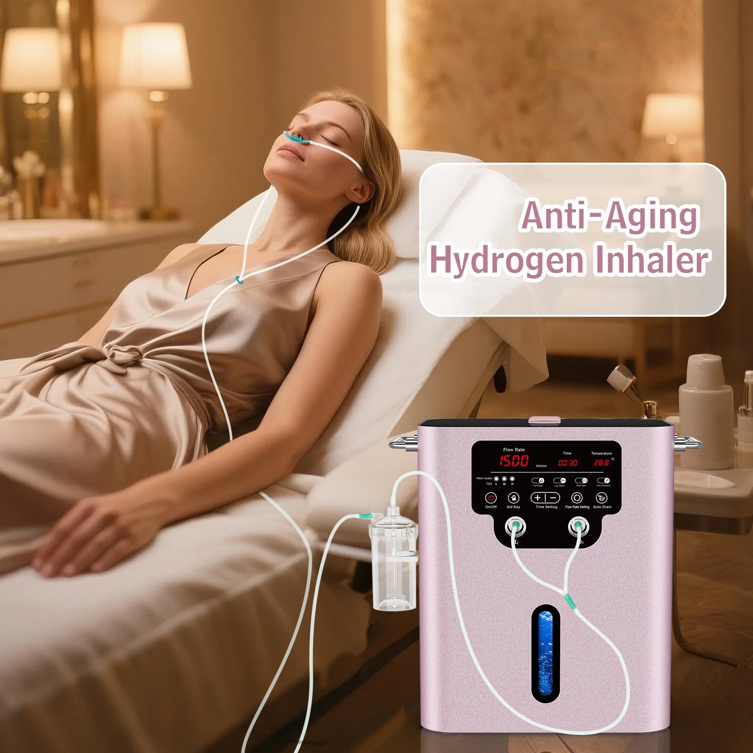 1500ML Hydrogen Inhalation Machine High Purity Nasal Hydrogen Therapy Device Water Generator PEM for Home Office Clinic Wellness 
1500ML Hydrogen Inhalation Machine High Purity Nasal Hydrogen Therapy Device Water Generator PEM for Home Office Clinic Wellness