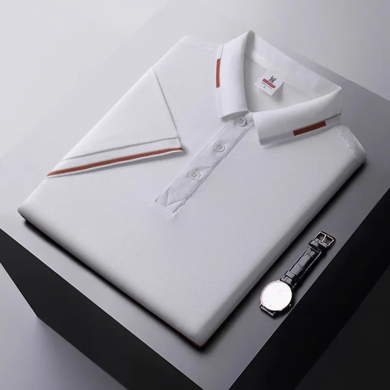 Summer new men's POLO shirt with collar, short sleeved ice silk T-shirt workwear high-end and breathable business men's clothing
Summer new men's POLO shirt with collar, short sleeved ice silk T-shirt workwear high-end and breathable business men's clothing