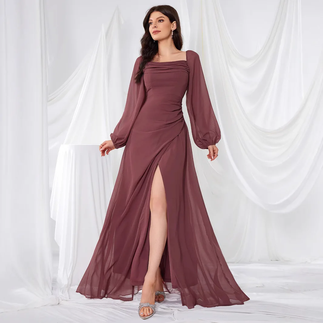 Новый квадратный воротник, длинный све, бальное шифоновое свадебное платье с низкой талией и разрезом, трансграничный костюм горничной Dr Ele Fem
Новый квадратный воротник, длинный све, бальное шифоновое свадебное платье с низкой талией и разрезом, трансграничный костюм горничной Dr Ele Fem