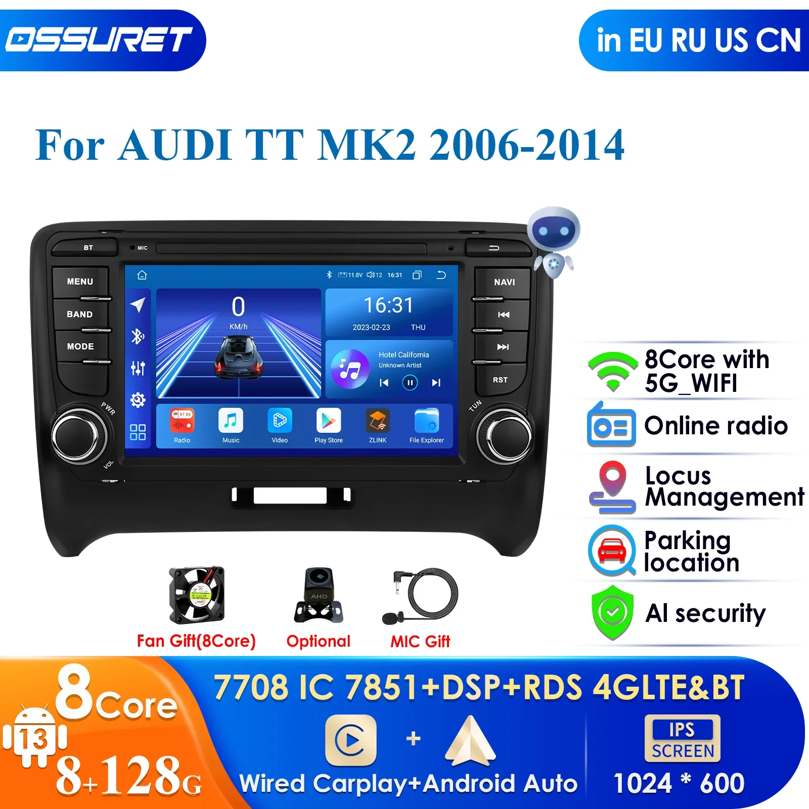 Car Intelligent Systems 2Din Android Car Radio for AUDI TT MK2 8J 2006-2014 Multimedia Stereo GPS Navigation HeadUnit Carplay 4G
Car Intelligent Systems 2Din Android Car Radio for AUDI TT MK2 8J 2006-2014 Multimedia Stereo GPS Navigation HeadUnit Carplay 4G