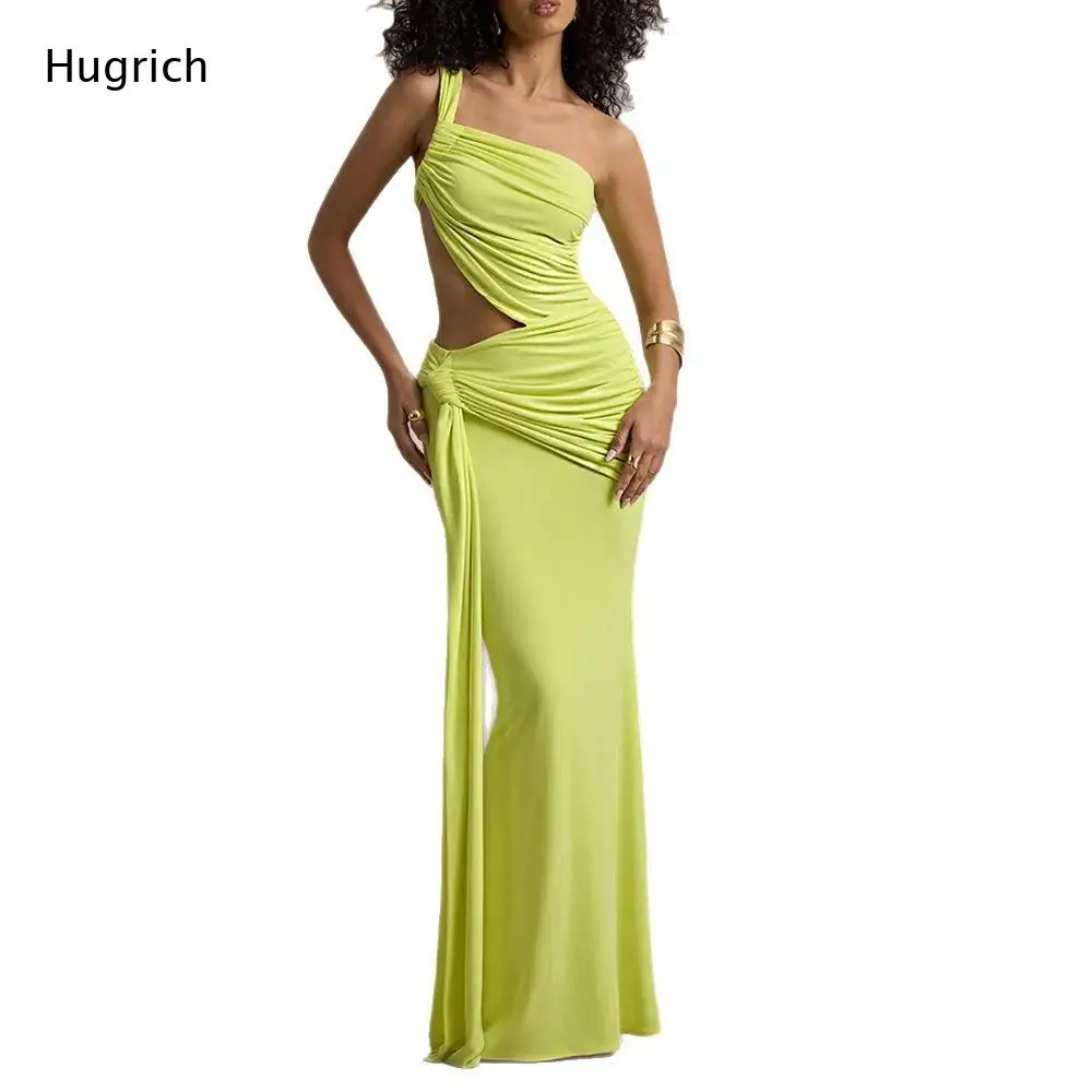 Neon Green One Shoulder Cutout Maxi Dress for Women Ruched Waist with Drape Formal Evening Gown
Neon Green One Shoulder Cutout Maxi Dress for Women Ruched Waist with Drape Formal Evening Gown