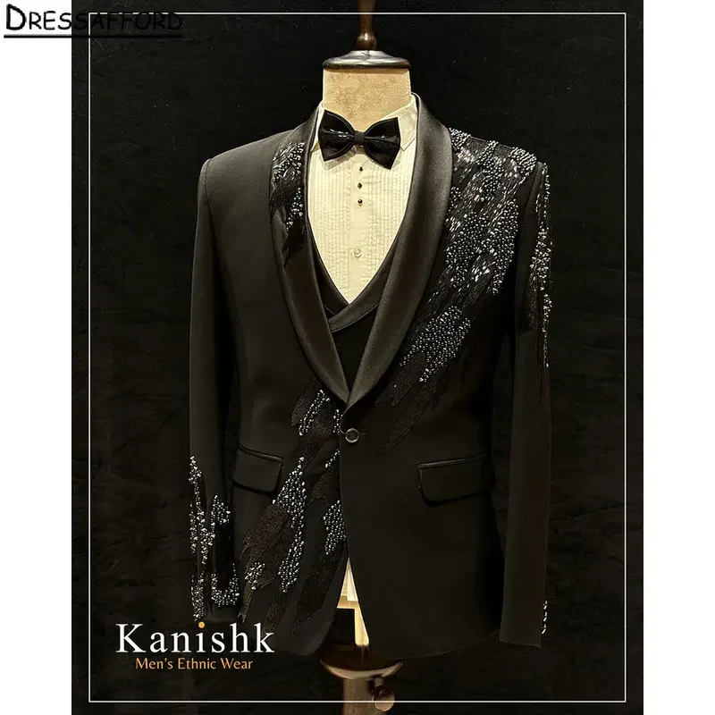 Black Formal Wedding Suits Luxury Beading Pearls Men's Business Suit 2 Pieces (Jacket Pants) Man Tuxedo Groom Wear
Black Formal Wedding Suits Luxury Beading Pearls Men's Business Suit 2 Pieces (Jacket Pants) Man Tuxedo Groom Wear