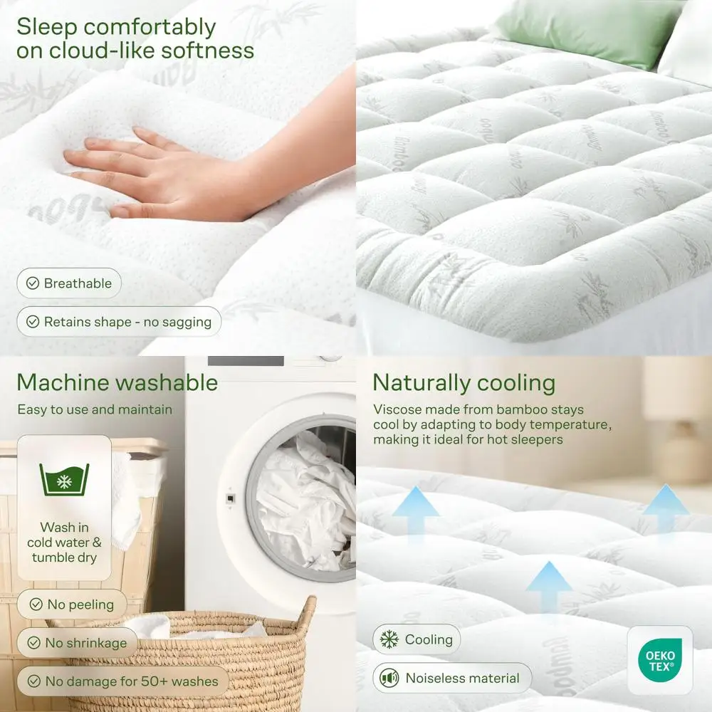 Bamboo Viscose Queen Mattress Topper - Ultra Soft Pillow Top for Back Support & Cooling Comfort
Bamboo Viscose Queen Mattress Topper - Ultra Soft Pillow Top for Back Support & Cooling Comfort