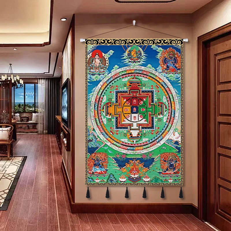 Tibetan Thangka Scroll Wall Tapestry - Yamantaka & Bodhisattva Guanyin Fabric Hanging for Meditation Room & Home Decor 
Tibetan Thangka Scroll Wall Tapestry - Yamantaka & Bodhisattva Guanyin Fabric Hanging for Meditation Room & Home Decor