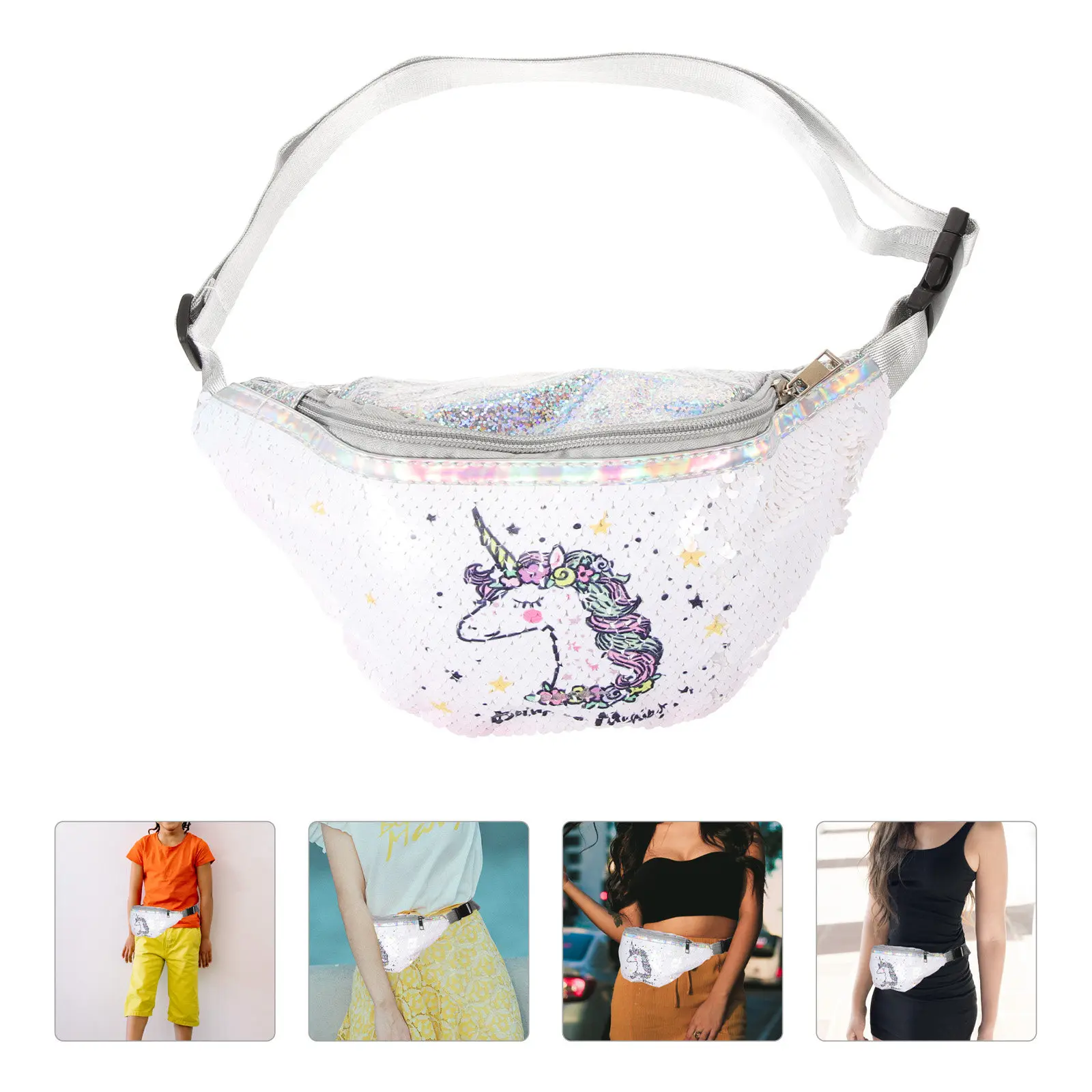 White Unicorn Sequin Waist Bag Sports Pack Female Belt Bag Chest Phone Pouch Adjustable Strap for Fitness Travel Party
White Unicorn Sequin Waist Bag Sports Pack Female Belt Bag Chest Phone Pouch Adjustable Strap for Fitness Travel Party