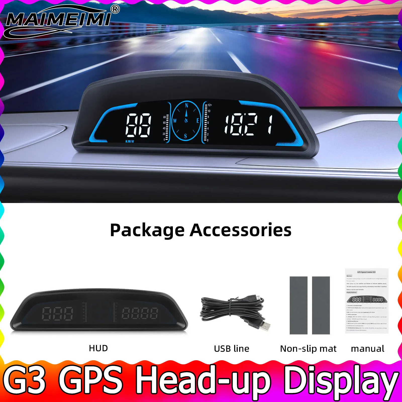 Auto Speedometer Head Up Display Car G3 GPS HUD for All Car Smart Digital Alarm Reminder Meter Electronics Accessories
Auto Speedometer Head Up Display Car G3 GPS HUD for All Car Smart Digital Alarm Reminder Meter Electronics Accessories