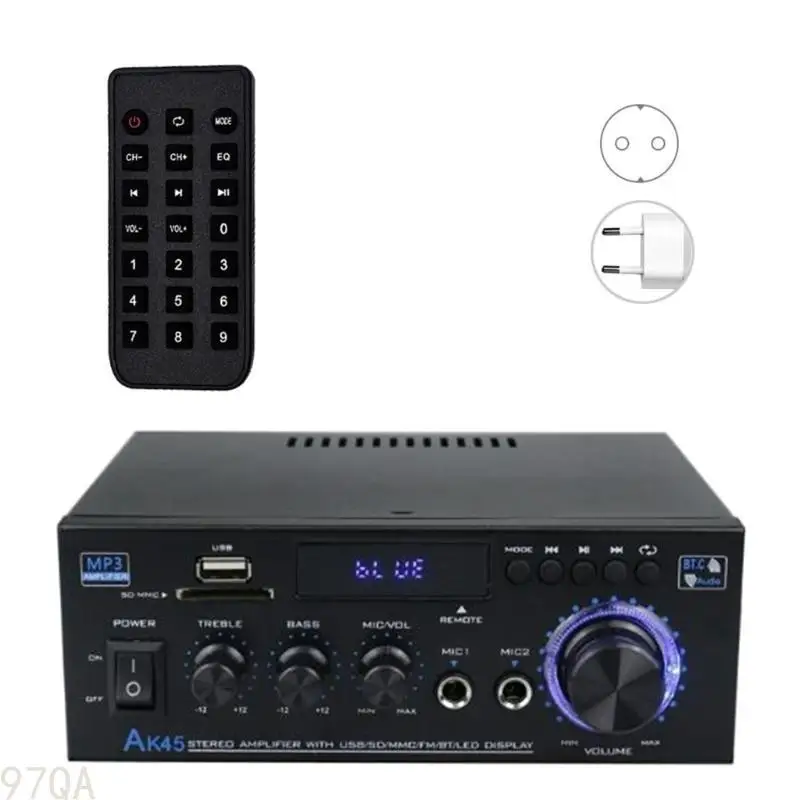 97qa Hifi 50W Bluetooth-совместимые усилители стереоэоэ 5.0, мини-усилители Home Sound с USB, входными двумя микрофонами для
97qa Hifi 50W Bluetooth-совместимые усилители стереоэоэ 5.0, мини-усилители Home Sound с USB, входными двумя микрофонами для