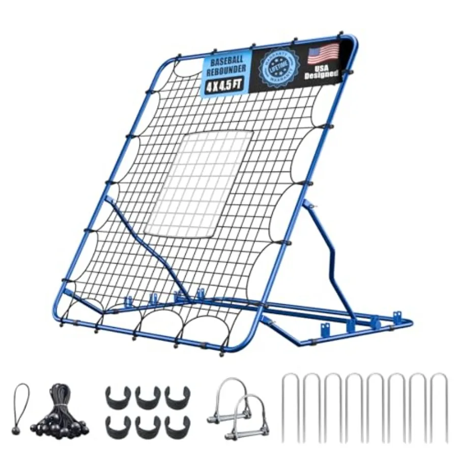 Baseball Rebounder Net, 4'x4.5' Baseball Rebounder Net with 4 Adjustable Angles and Dual Strike Zones, UV Resistant, Pitchback
Baseball Rebounder Net, 4'x4.5' Baseball Rebounder Net with 4 Adjustable Angles and Dual Strike Zones, UV Resistant, Pitchback