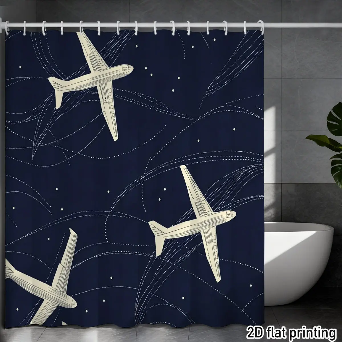 Shower Curtain Polyester Aviation Night Sky Stars Flight Paths White Airplane 2D Flat Waterproof Grommet Top Travel Decor
Shower Curtain Polyester Aviation Night Sky Stars Flight Paths White Airplane 2D Flat Waterproof Grommet Top Travel Decor