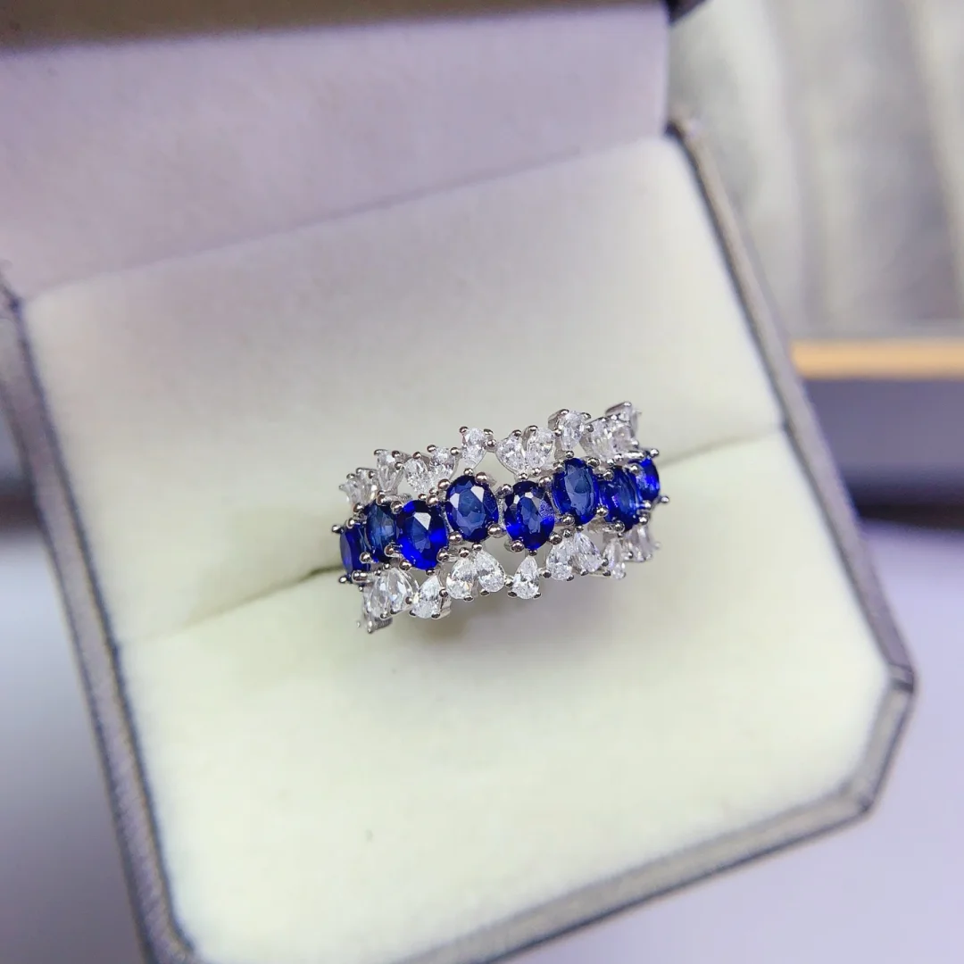 Designer Designed Natural Sapphire Ring S925 Silver Inlay High Pure Gem Exquisite Elegant Temperament Luxury Women Fine Jewelry
Designer Designed Natural Sapphire Ring S925 Silver Inlay High Pure Gem Exquisite Elegant Temperament Luxury Women Fine Jewelry