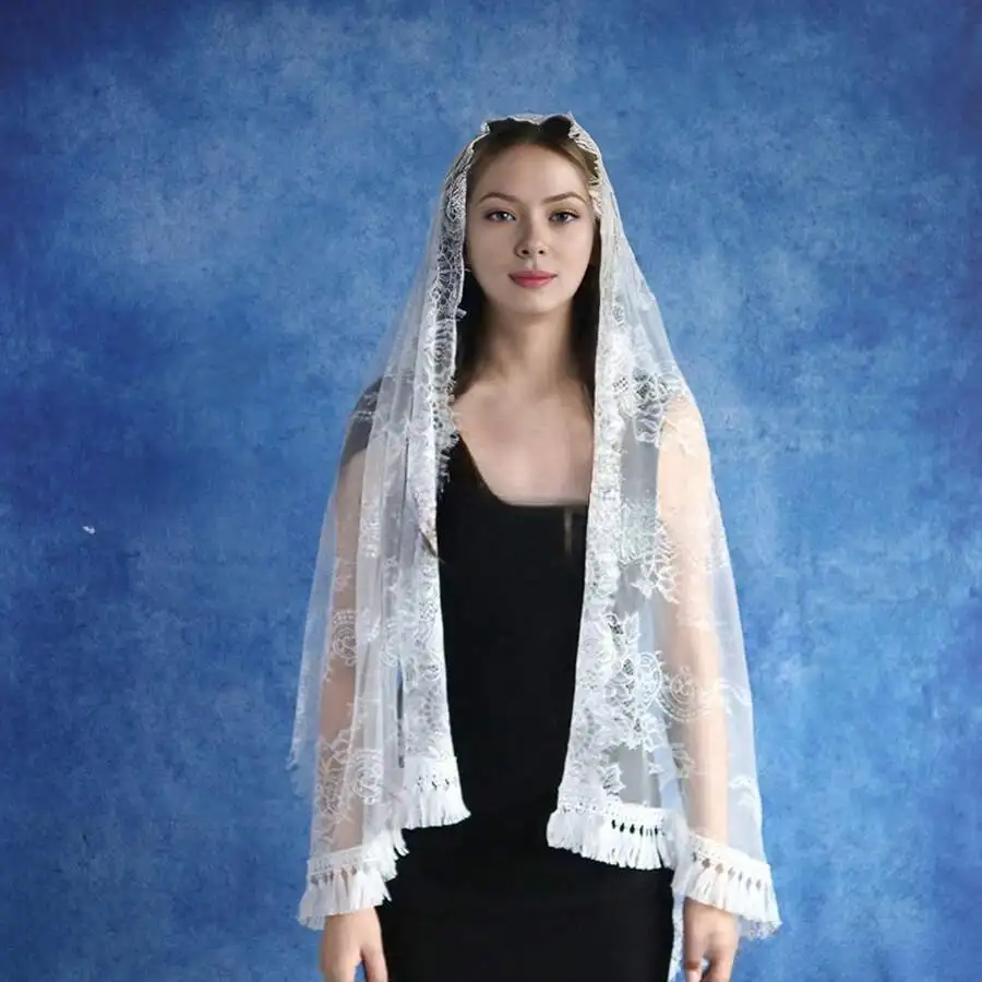 White Lace Tassel Bridal Shawl Veil Headscarf For Women
White Lace Tassel Bridal Shawl Veil Headscarf For Women