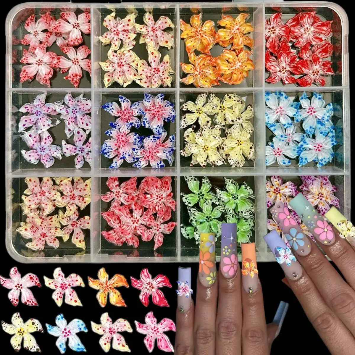 1Box 3D Colorful Soft Carving Spotted Flower Resin Nail Art Decorations Creative Sweet Hibiscus Floral Nail Charms for DIY Nails
1Box 3D Colorful Soft Carving Spotted Flower Resin Nail Art Decorations Creative Sweet Hibiscus Floral Nail Charms for DIY Nails
