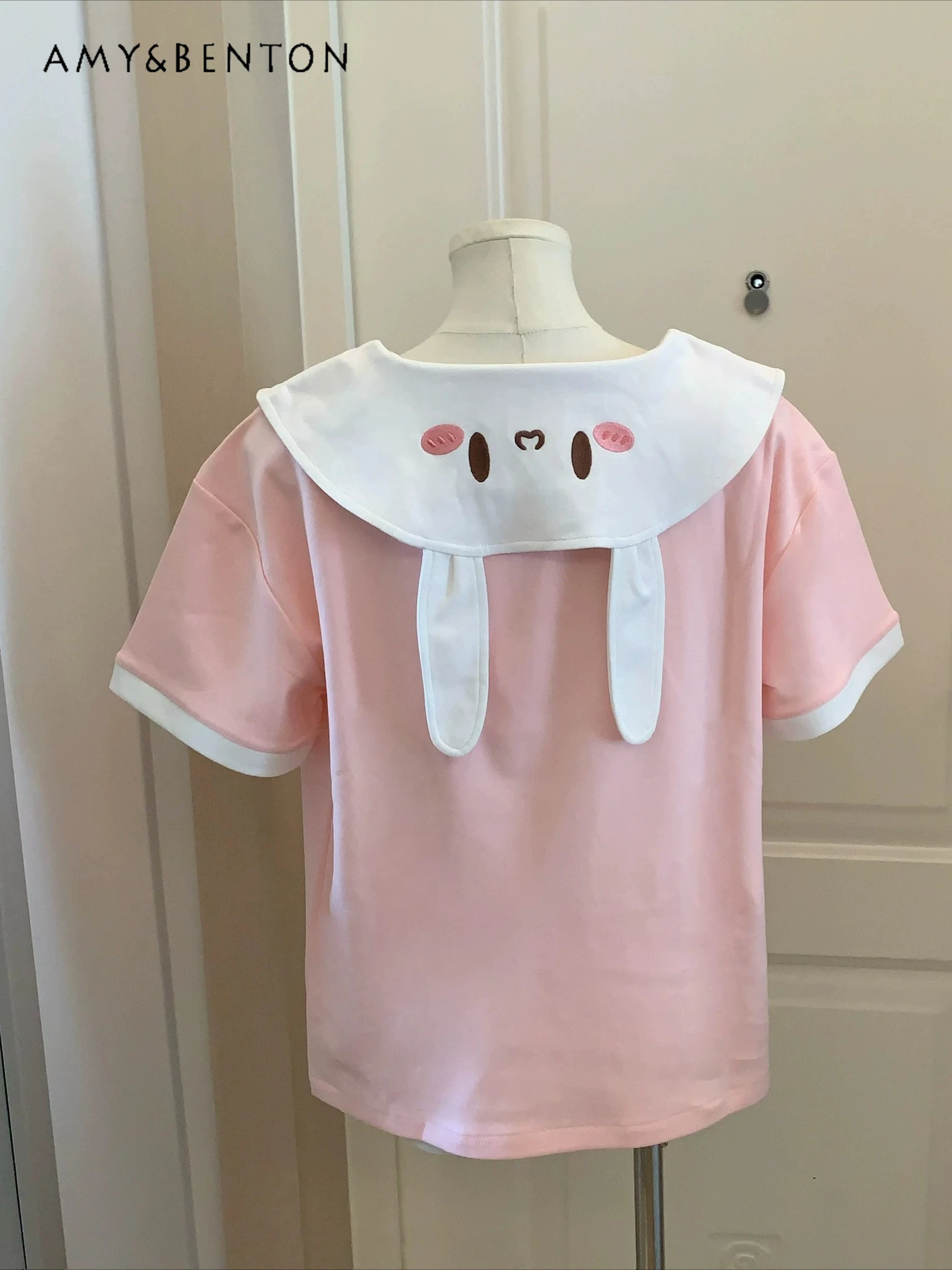 Cute Girl Style Pink Round Neck Rabbit Ear Embroidered Short-sleeved T-shirt Summer Sweet Cartoon Embroidery Loose Casual Top
Cute Girl Style Pink Round Neck Rabbit Ear Embroidered Short-sleeved T-shirt Summer Sweet Cartoon Embroidery Loose Casual Top