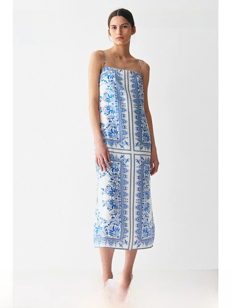 H&M Women's Dress Summer Island Style Thin Strap Print Long Sleeveless Plant Patterned Casual Mid-Length Gown 1282609
H&M Women's Dress Summer Island Style Thin Strap Print Long Sleeveless Plant Patterned Casual Mid-Length Gown 1282609