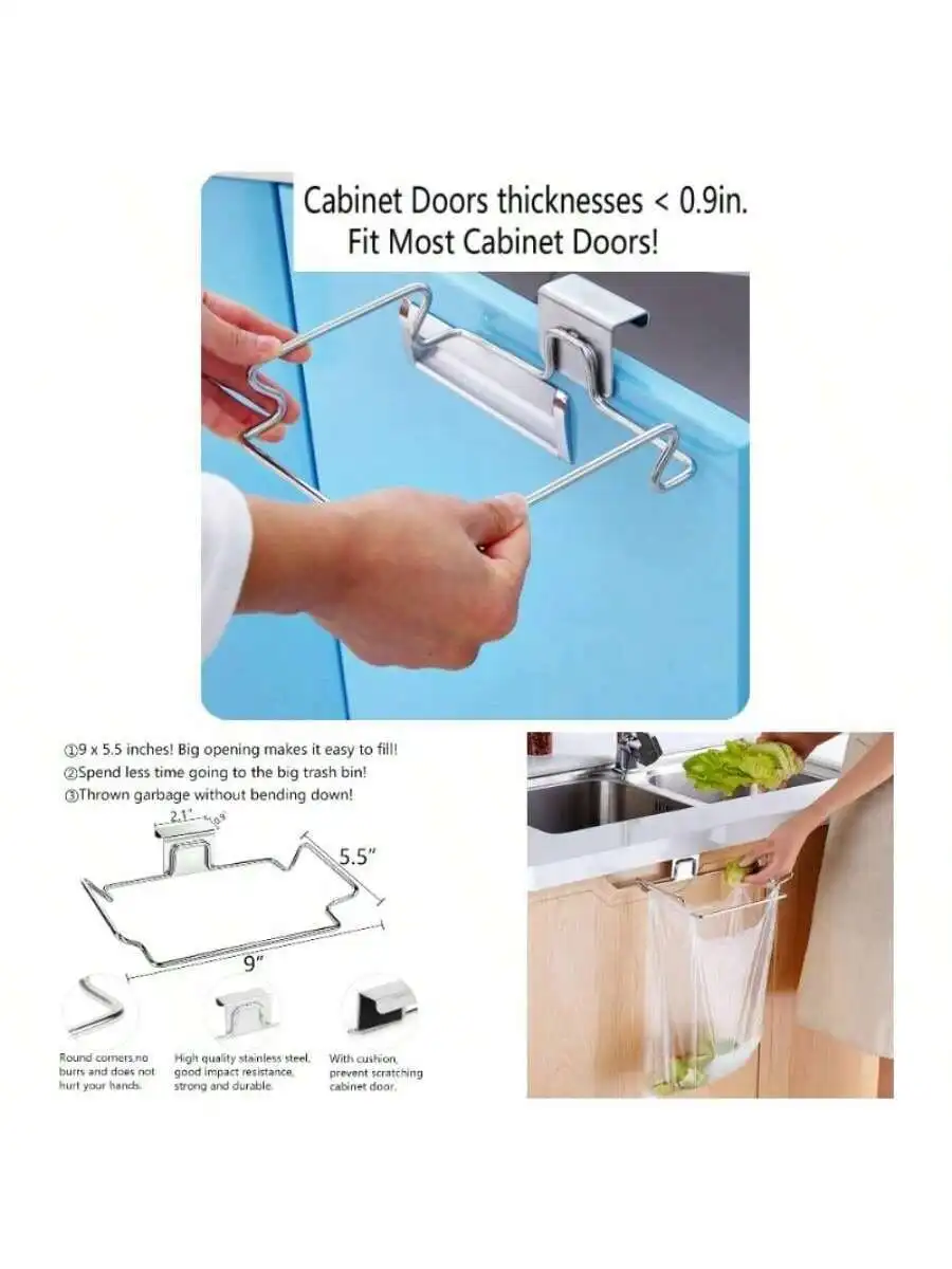 Stainless Steel Cabinet Door Trash Bag Holder For Kitchen Under Sink
Stainless Steel Cabinet Door Trash Bag Holder For Kitchen Under Sink