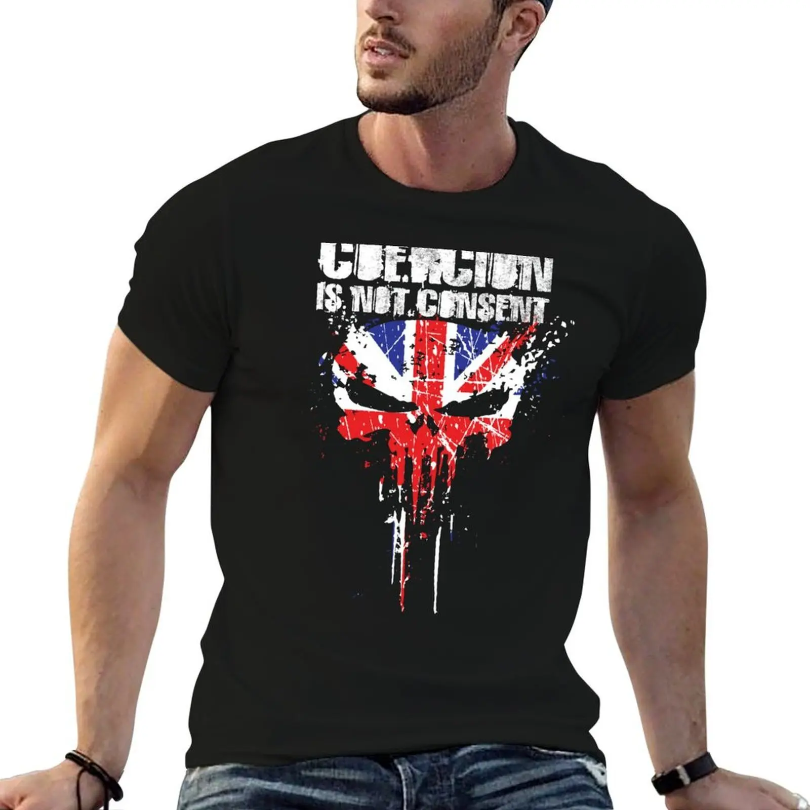 Coercion Is Not Consent | UK Flag on Skull T-Shirt cotton t shirts man 100% man tshirt man t shirt summer T-shirt
Coercion Is Not Consent | UK Flag on Skull T-Shirt cotton t shirts man 100% man tshirt man t shirt summer T-shirt