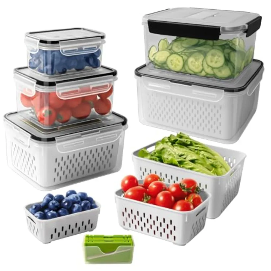 5 PCS Fruit storage Containers for Fridge with Removable Colander and Chopper Set, Leakproof Food Storage Containers with lids,
5 PCS Fruit storage Containers for Fridge with Removable Colander and Chopper Set, Leakproof Food Storage Containers with lids,
