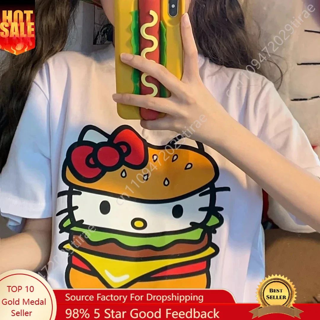 Cute Hamburg Kitty Printed Tshirt Style Ladies T-shirt Clothing Anime Fashion Women Outdoor Short-sleeved Harajuku Cosplay
Cute Hamburg Kitty Printed Tshirt Style Ladies T-shirt Clothing Anime Fashion Women Outdoor Short-sleeved Harajuku Cosplay