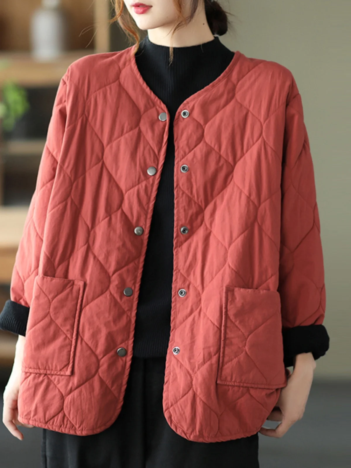 Women's Cotton Jacket Quilted Loose Diamond Pattern Casual Versatile Medium Length Coat Korean Style Long Sleeve Button Closure
Women's Cotton Jacket Quilted Loose Diamond Pattern Casual Versatile Medium Length Coat Korean Style Long Sleeve Button Closure