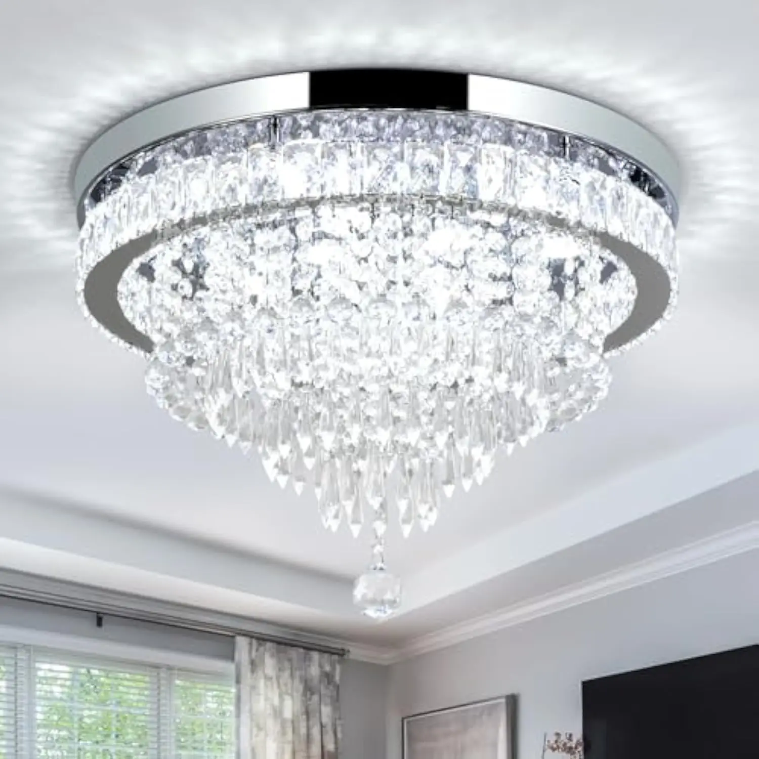 19.7" Modern Crystal Chandelier Flush Mount LED Ceiling Light - K9 Crystal & Stainless Steel, 55W Energy-Saving 6500K Cool Whit
19.7" Modern Crystal Chandelier Flush Mount LED Ceiling Light - K9 Crystal & Stainless Steel, 55W Energy-Saving 6500K Cool Whit