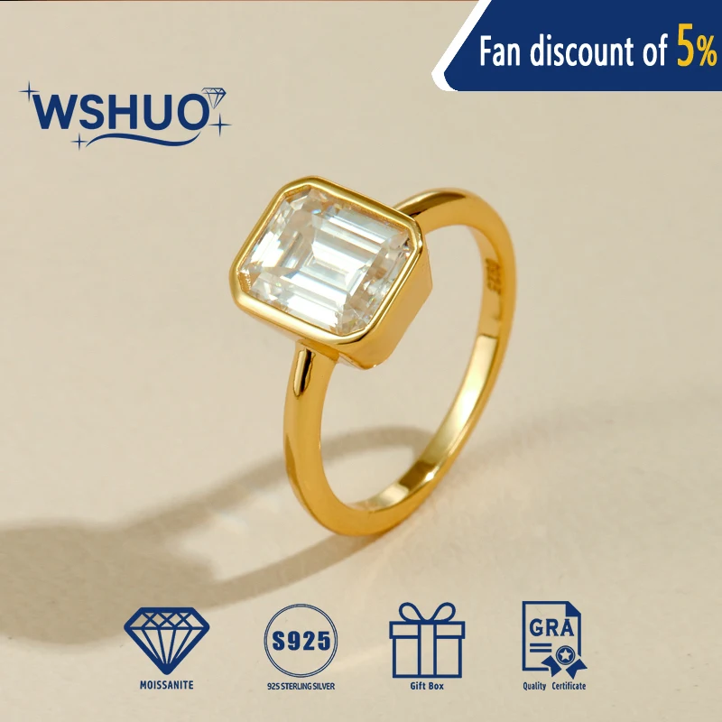 WSHUO 2CT Emerald Moissanite Rings for Women 18k White Gold Jewelry S925 Sterling Silver Wedding Diamond Ring GRA Certified Gift
WSHUO 2CT Emerald Moissanite Rings for Women 18k White Gold Jewelry S925 Sterling Silver Wedding Diamond Ring GRA Certified Gift