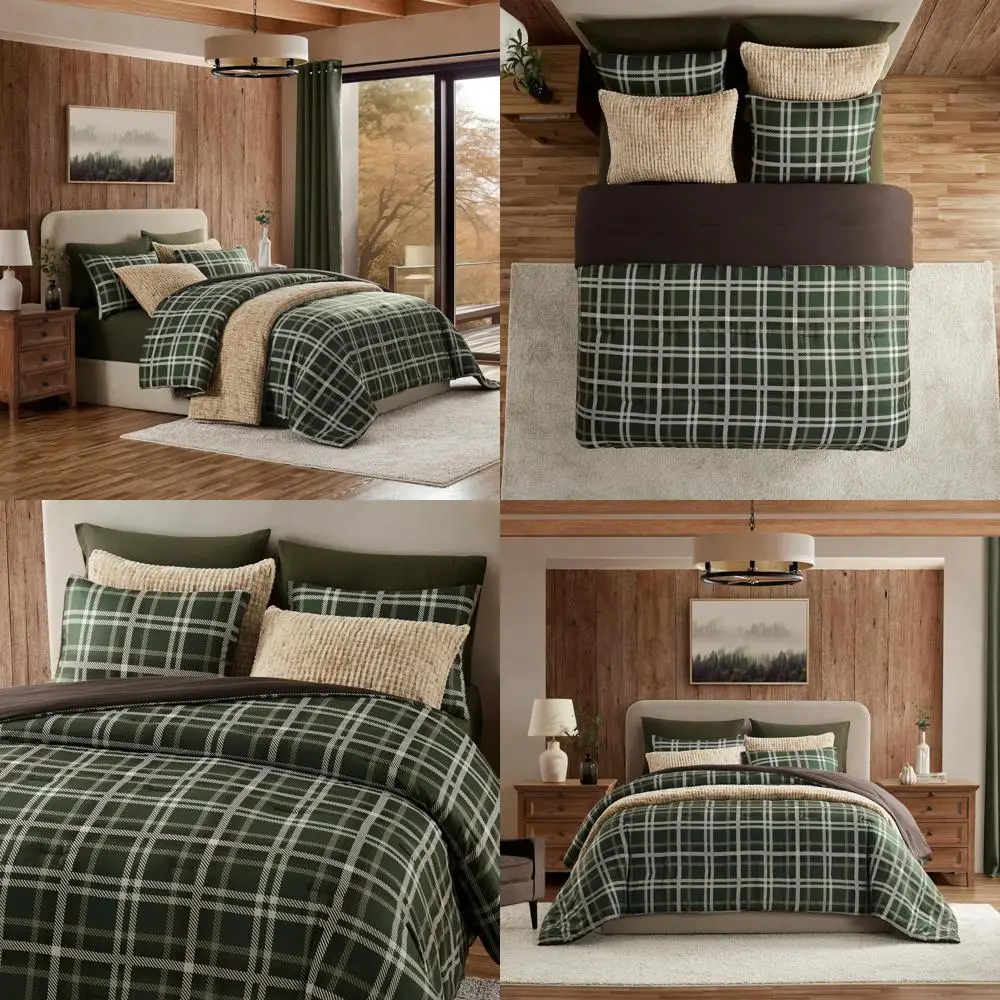 Luxurious King-Size Comforter Set in Buffalo Plaid, Plush Wool Texture, Hypoallergenic Brushed Fabric, Includes 3 Pieces with Pi
Luxurious King-Size Comforter Set in Buffalo Plaid, Plush Wool Texture, Hypoallergenic Brushed Fabric, Includes 3 Pieces with Pi
