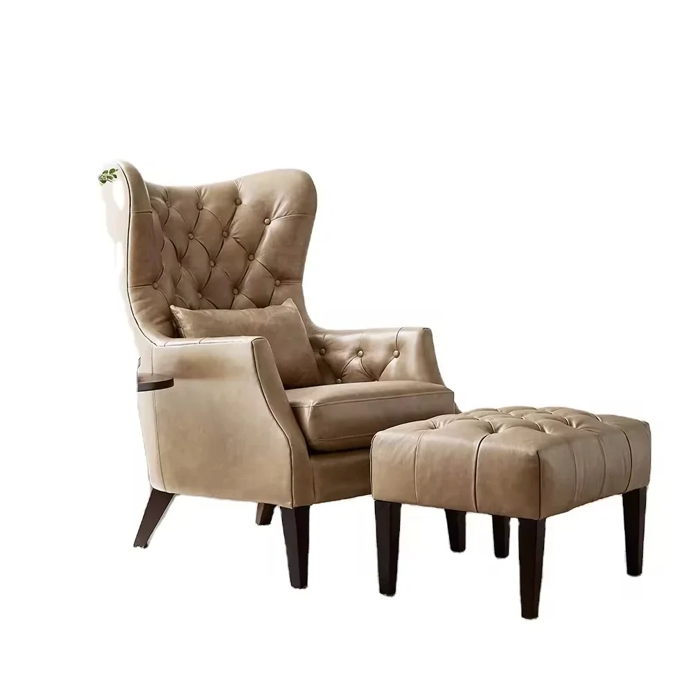 Comfortable Classic Roll Arm Wingback Tufted Faux Leather Armchair Ottoman Luxury Living Room Chairs Set
Comfortable Classic Roll Arm Wingback Tufted Faux Leather Armchair Ottoman Luxury Living Room Chairs Set