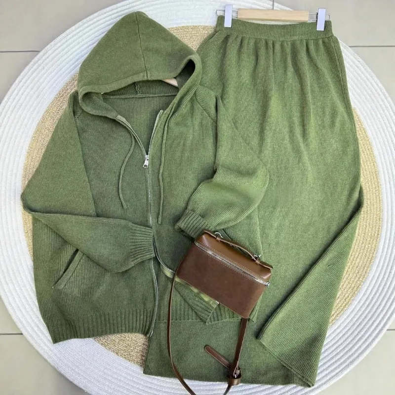 2026 Autumn Hooded Knitted Sweater Cardigan Zipper Long Sleeve Jacket Straight Skirt Set
2026 Autumn Hooded Knitted Sweater Cardigan Zipper Long Sleeve Jacket Straight Skirt Set