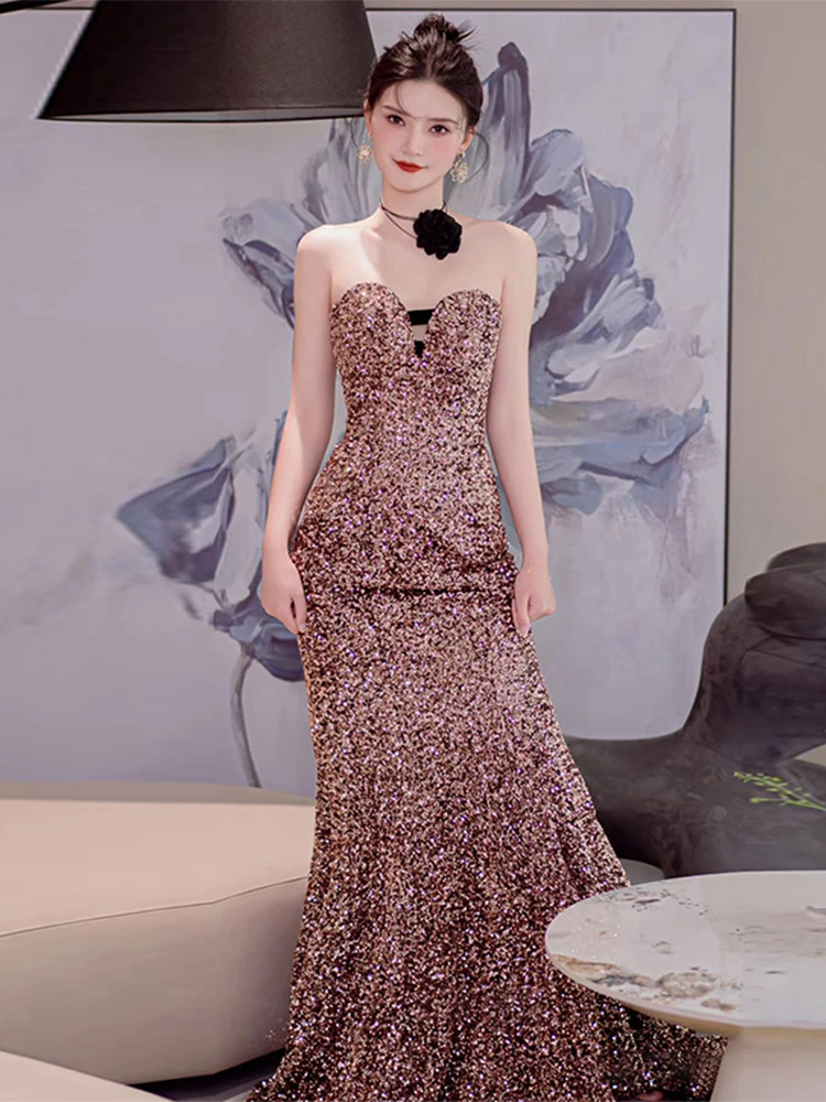 Ele Long Wedding Dr with Train for Women 8-25 Years Old Sequin Performance Evening Gown for Wedding Banquet Par
Ele Long Wedding Dr with Train for Women 8-25 Years Old Sequin Performance Evening Gown for Wedding Banquet Par