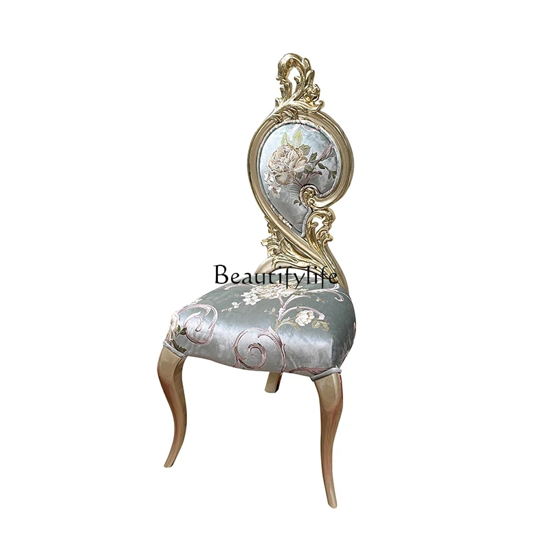 *French solid wood fabric embroidered dressing stool, European luxury makeup stool simple
*French solid wood fabric embroidered dressing stool, European luxury makeup stool simple