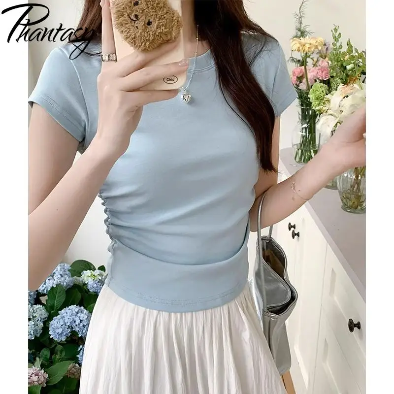 Phantasy 2025 Summer New Dopamine Light Blue Round Neck Shoulder Short Flying Sleeve T-Shirt Pleated Waist Slimming Top Women
Phantasy 2025 Summer New Dopamine Light Blue Round Neck Shoulder Short Flying Sleeve T-Shirt Pleated Waist Slimming Top Women
