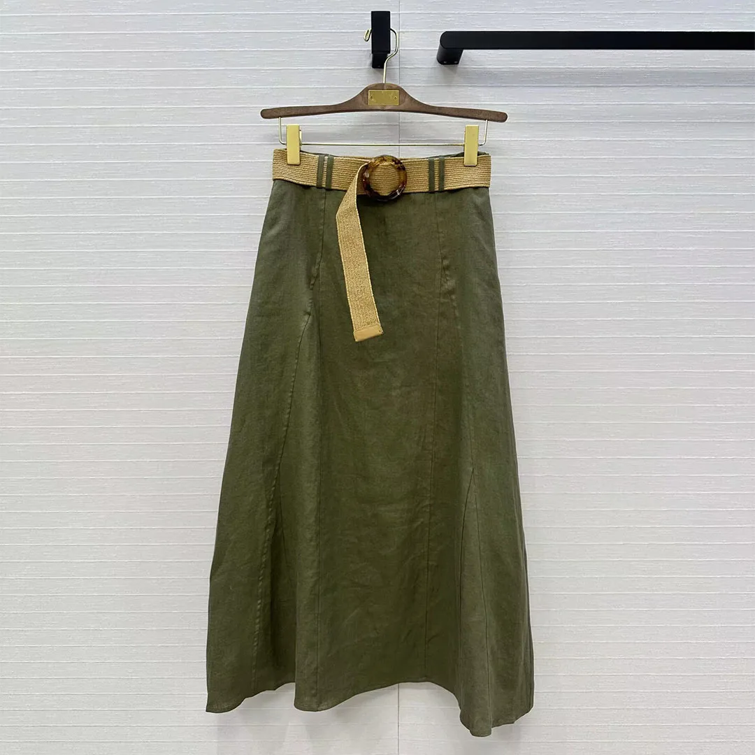 2025 New French Elegant 100% Linen Long Skirts Womens High Waist Wide Belt A-line Loose Casual Solid Color Summer Skirt
2025 New French Elegant 100% Linen Long Skirts Womens High Waist Wide Belt A-line Loose Casual Solid Color Summer Skirt