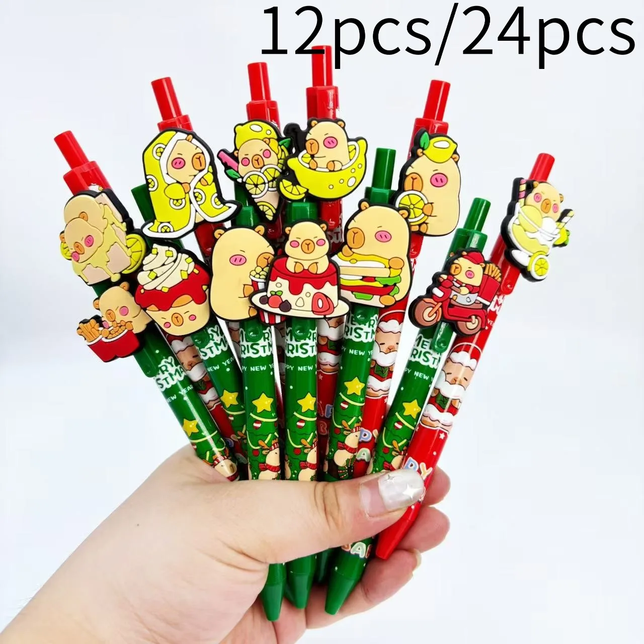 12 шт./24 шт., рождественские открытки, тематические шариковые ручки капибары, серия капибары, шариковые ручки, студенческие подарочные ручки для письма
12 шт./24 шт., рождественские открытки, тематические шариковые ручки капибары, серия капибары, шариковые ручки, студенческие подарочные ручки для письма