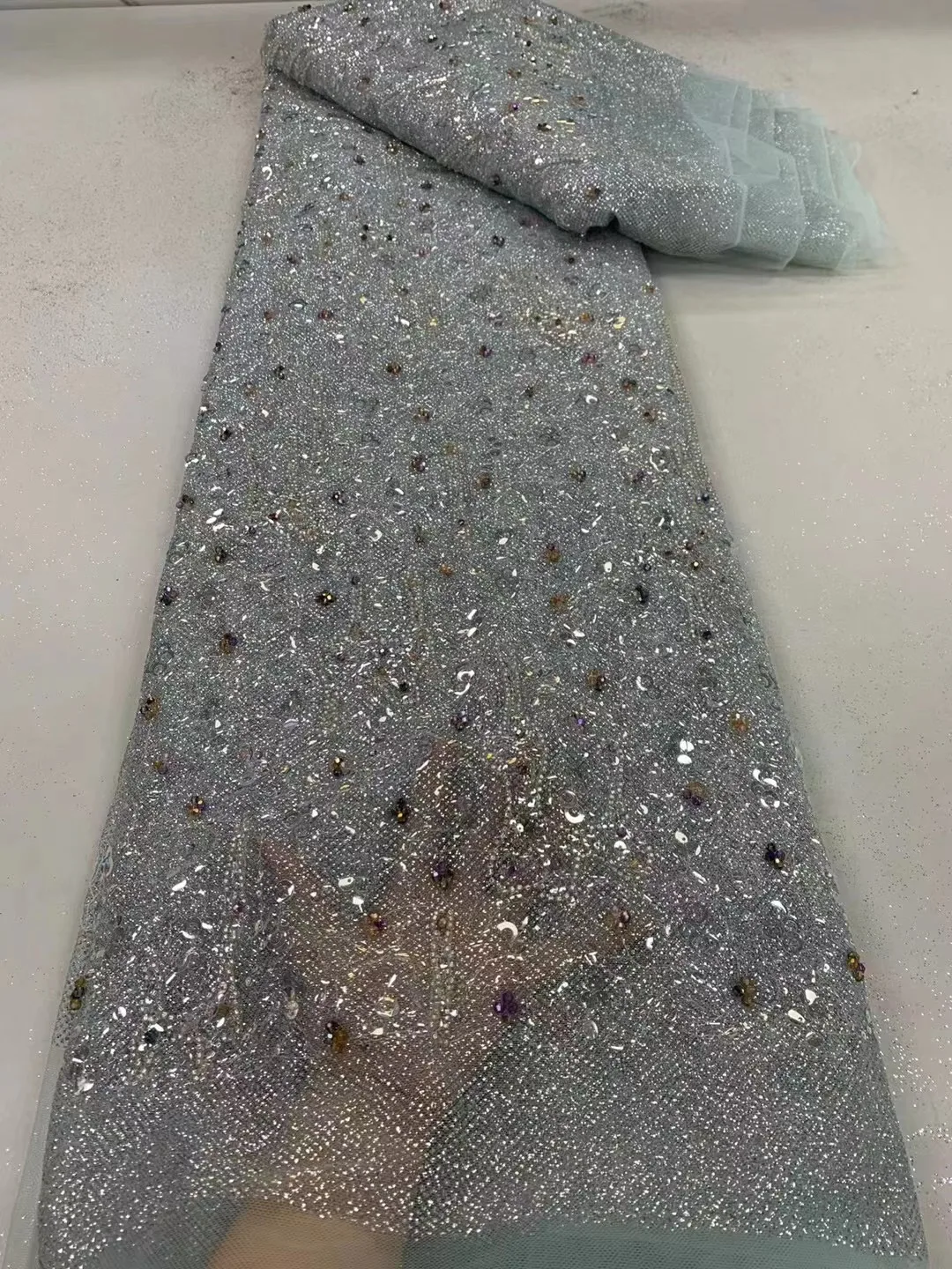 Grey African Sequins Lace Fabric for Women, Embroidery Beaded Mesh, Wedding Party Dress, High Quality, Latest, 5 Yards, 2024
Grey African Sequins Lace Fabric for Women, Embroidery Beaded Mesh, Wedding Party Dress, High Quality, Latest, 5 Yards, 2024