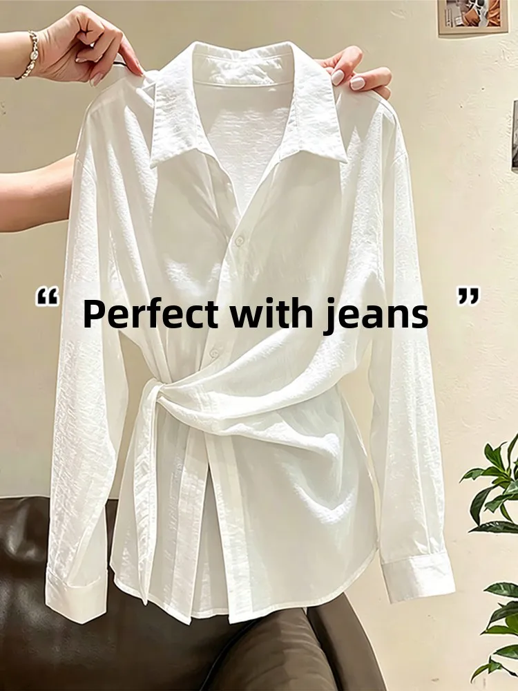 Office Commute Linen Shirt Women's Summer New Style High Waist Tie Belted Sun Protection Shirt Casual Loose Fit Long Sleeve
Office Commute Linen Shirt Women's Summer New Style High Waist Tie Belted Sun Protection Shirt Casual Loose Fit Long Sleeve