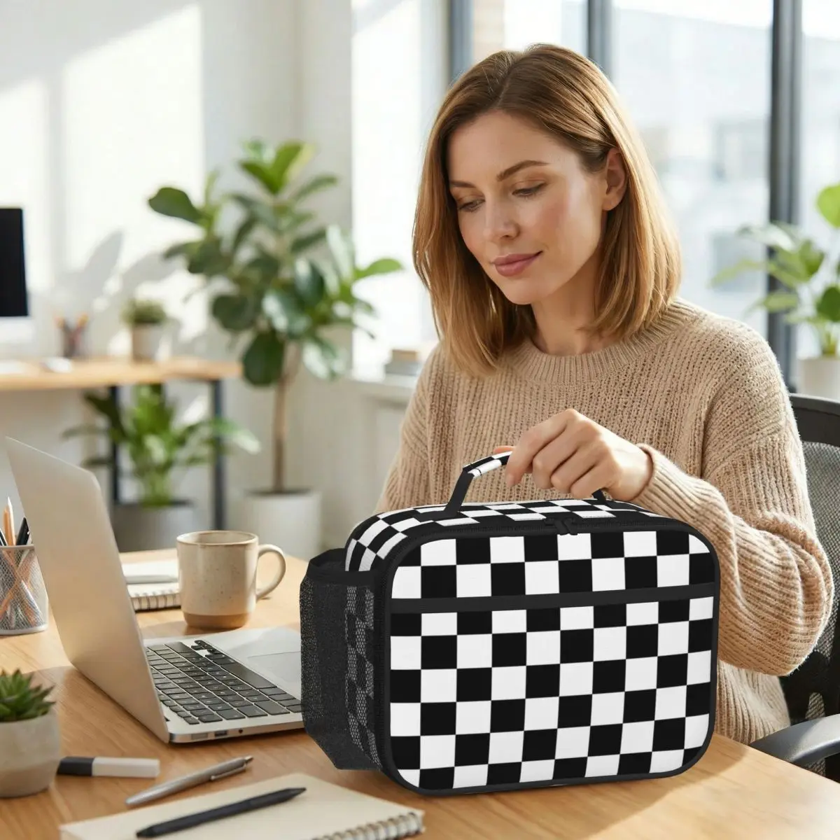 Black And White Checkered Insulated Lunch Bag for Women Office Cooler Thermal Food Box Tote Portable Lunch Boxes Container
Black And White Checkered Insulated Lunch Bag for Women Office Cooler Thermal Food Box Tote Portable Lunch Boxes Container