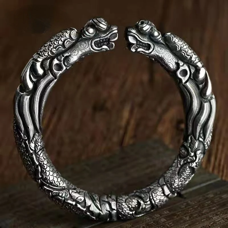 Vintage Silver Color Dragon Bracelet Men's Hip Hop Open Bracelet Rock Hip Hop Jewelry Accessories
Vintage Silver Color Dragon Bracelet Men's Hip Hop Open Bracelet Rock Hip Hop Jewelry Accessories