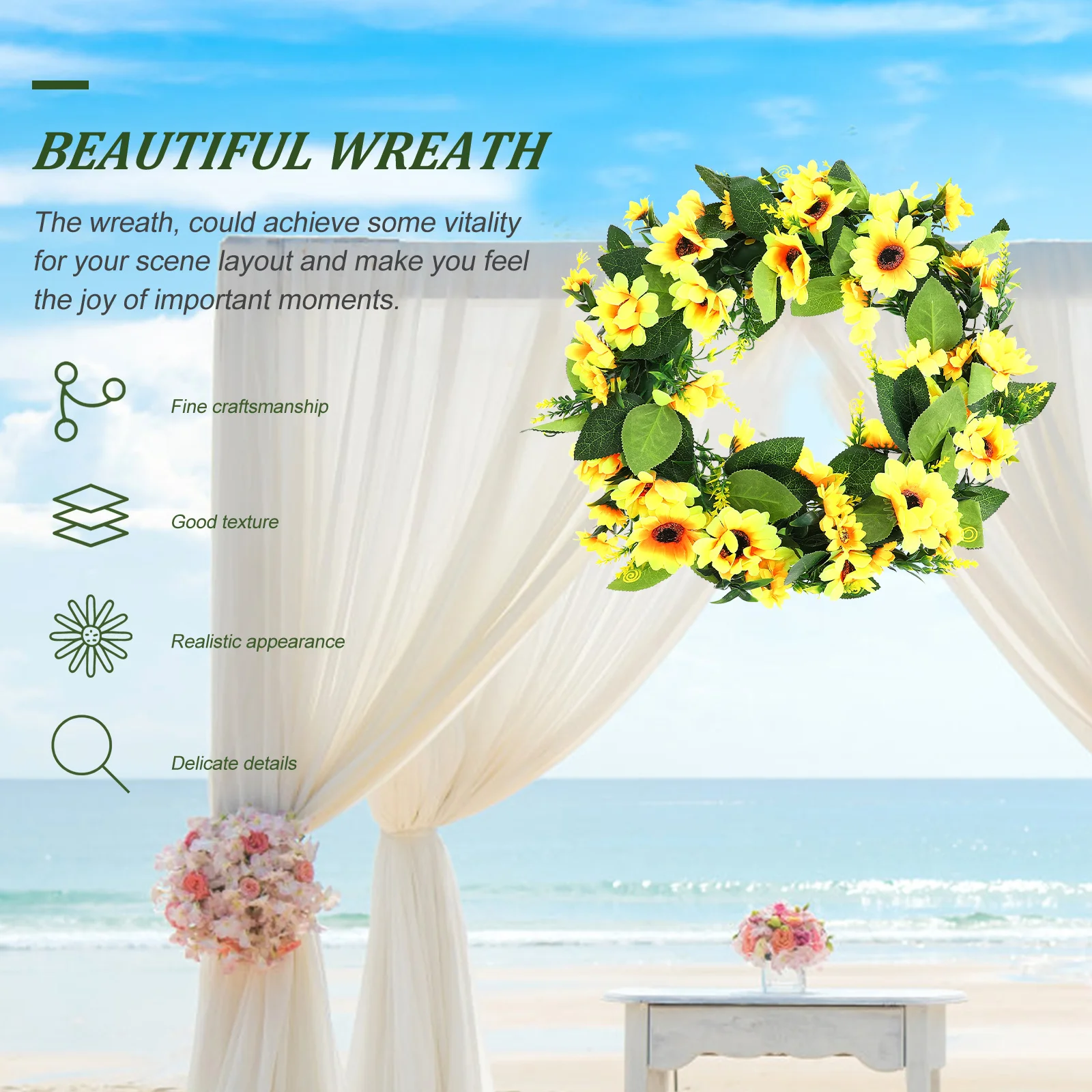 Artificial Sunflower Wreath Realistic Texture Hanging Flower Wreath Wedding Front Door Festival Simulation Decor
Artificial Sunflower Wreath Realistic Texture Hanging Flower Wreath Wedding Front Door Festival Simulation Decor