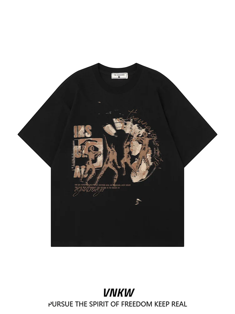 Retro American Sle Cotton Crew Ne ort Sve T-irt ex Loose Fit Streetwear round Ne Pure Cotton Printed Top
Retro American Sle Cotton Crew Ne ort Sve T-irt ex Loose Fit Streetwear round Ne Pure Cotton Printed Top