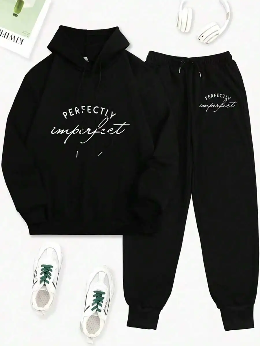 Womens Polyester Hoodie And Jogger Pants Two-Piece Set With Perfectly Imperfect Print
Womens Polyester Hoodie And Jogger Pants Two-Piece Set With Perfectly Imperfect Print