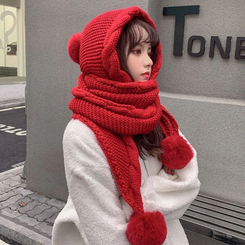 Cute Thickened Hooded Scarf Hat Ear Protection Cold Protection Warm Caps Neck Protection Knitted Hat Winter Season
Cute Thickened Hooded Scarf Hat Ear Protection Cold Protection Warm Caps Neck Protection Knitted Hat Winter Season
