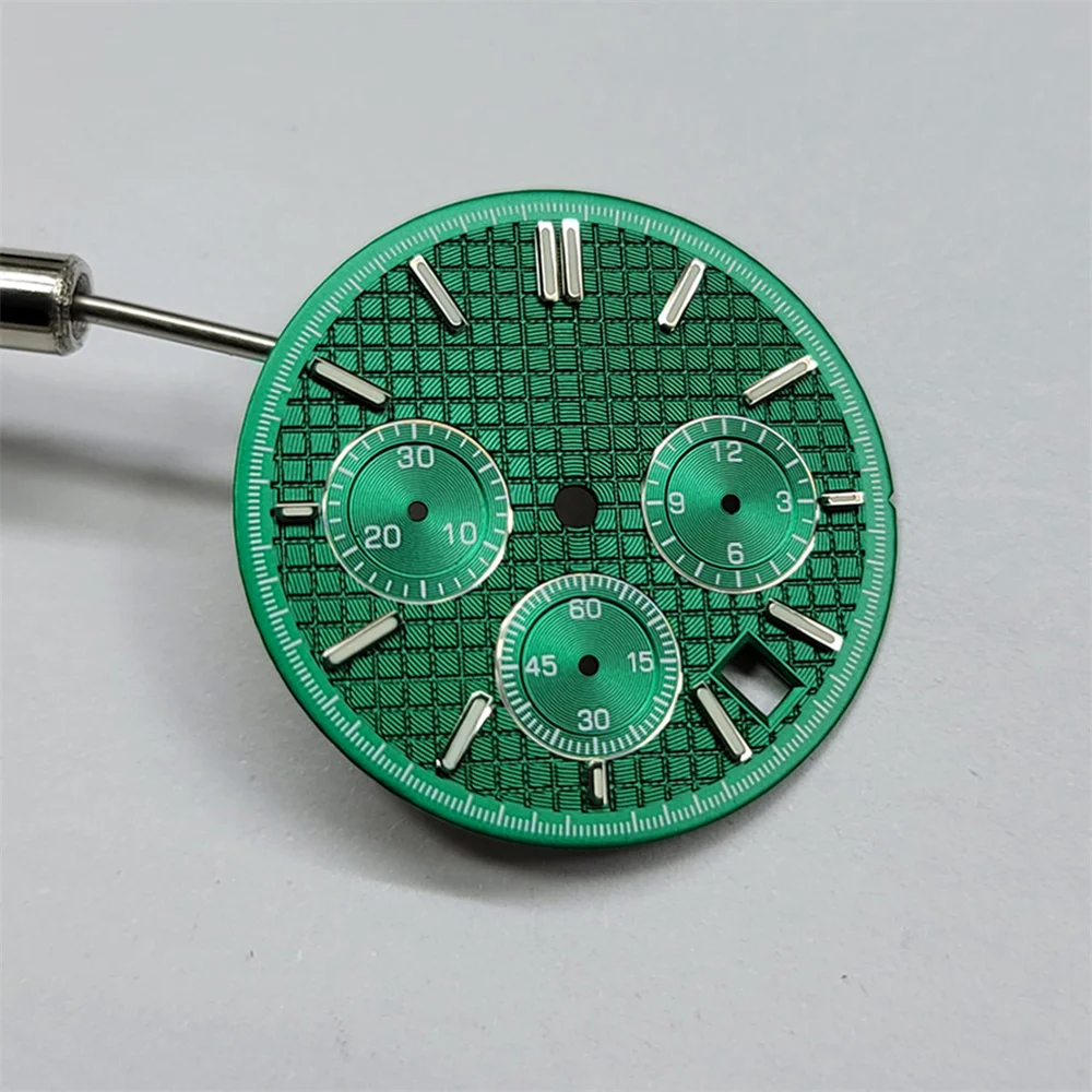 Modification 31.8MM 3-eye Dial with Date Window/ Empty VK63 Dial +Green Luminous Baton Watch Hand*6pcs for VK63 Quartz Movement
Modification 31.8MM 3-eye Dial with Date Window/ Empty VK63 Dial +Green Luminous Baton Watch Hand*6pcs for VK63 Quartz Movement
