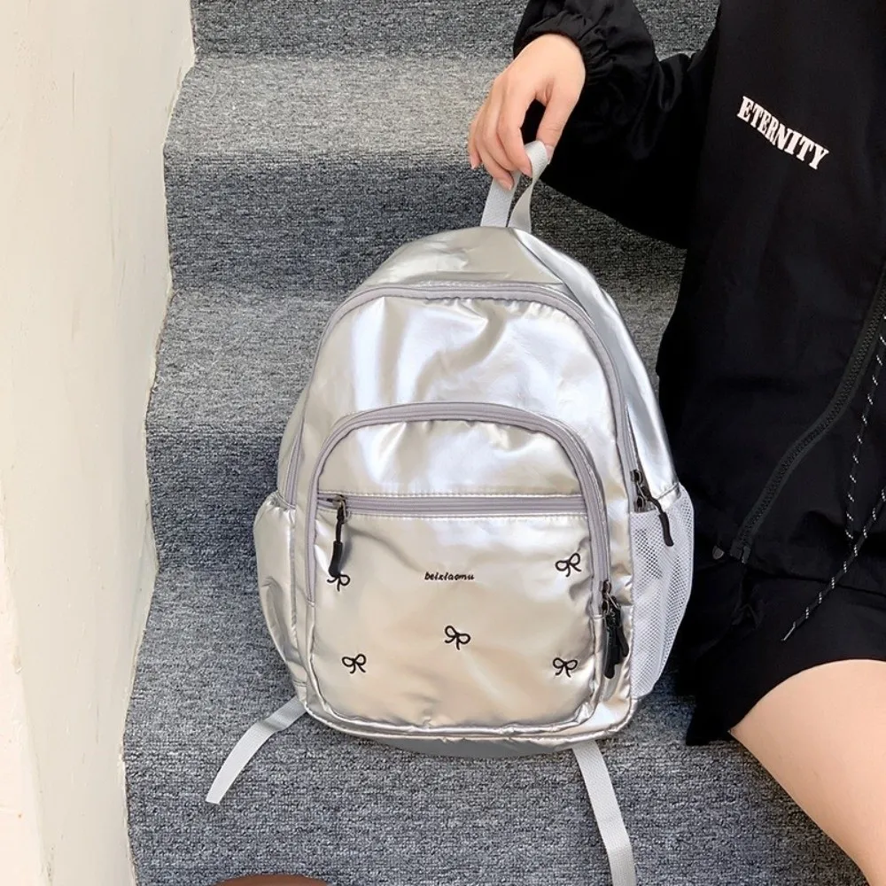 Silver Commuting Shoulder Backpack Nylon Waterproof Travel Schoolbag Lightweight Large Capacity Backpacks Women College Students
Silver Commuting Shoulder Backpack Nylon Waterproof Travel Schoolbag Lightweight Large Capacity Backpacks Women College Students