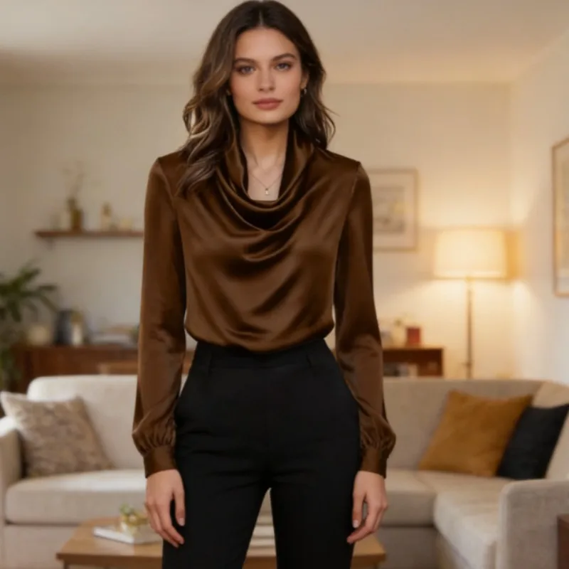 New Elegant Casual Solid Color Versatile Swinging Collar Pullover Shirt Spring and Autumn Fashion Simple Long Sleeve Shirt Women
New Elegant Casual Solid Color Versatile Swinging Collar Pullover Shirt Spring and Autumn Fashion Simple Long Sleeve Shirt Women