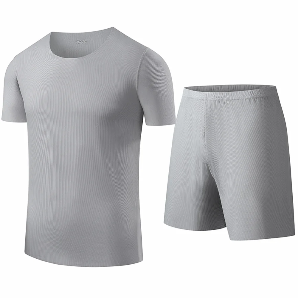2026 Men's Ice Silk Short Sleeve T-shirt and Shorts Set Summer Breathable Quick Dry Home Wear Loungewear Sleepwear for Men
2026 Men's Ice Silk Short Sleeve T-shirt and Shorts Set Summer Breathable Quick Dry Home Wear Loungewear Sleepwear for Men