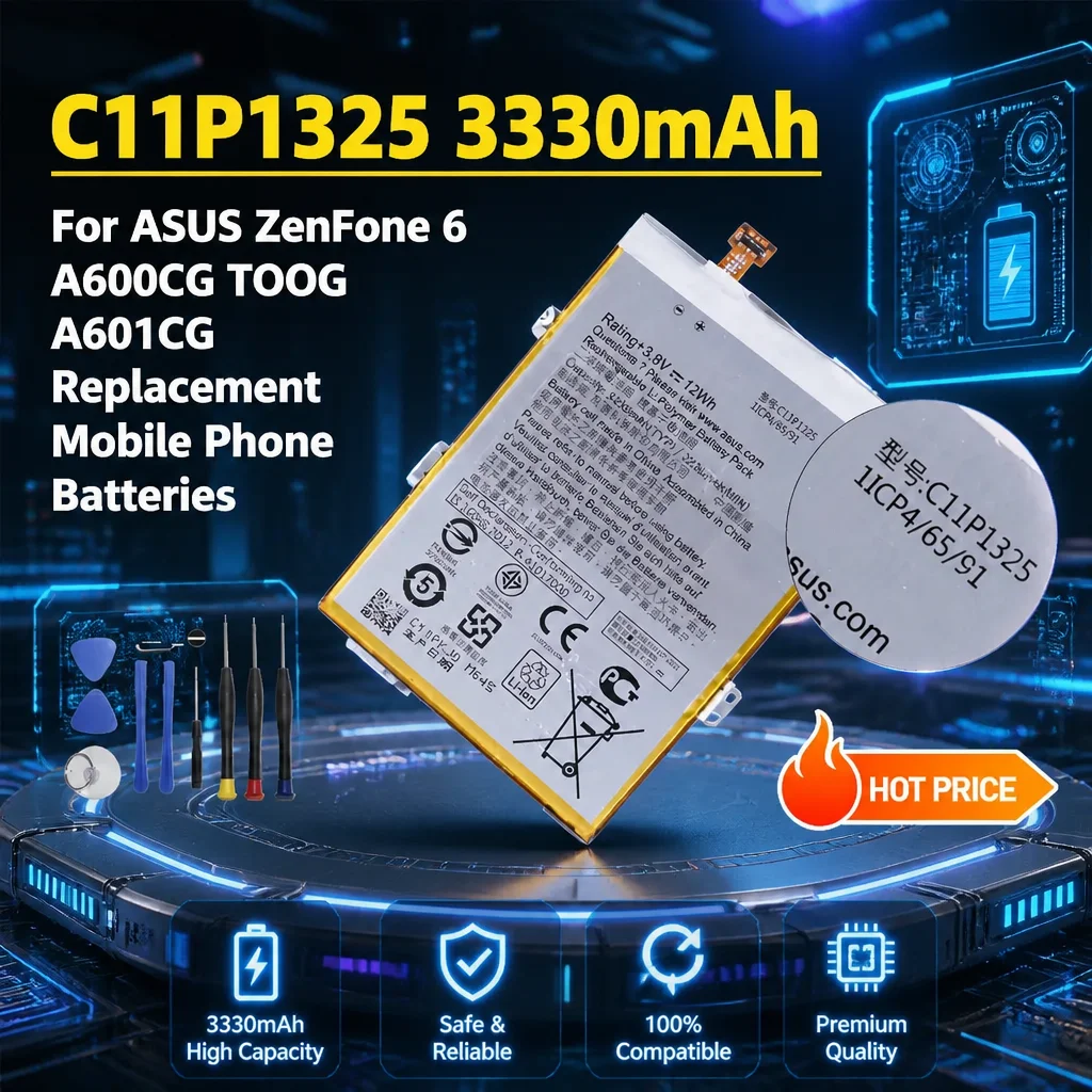 In Stock C11P1325 3330mAh 3.8V Rechargeable Battery For ASUS ZenFone 6 A600CG T00G A601CG Replacement Mobile Phone Batteries
In Stock C11P1325 3330mAh 3.8V Rechargeable Battery For ASUS ZenFone 6 A600CG T00G A601CG Replacement Mobile Phone Batteries