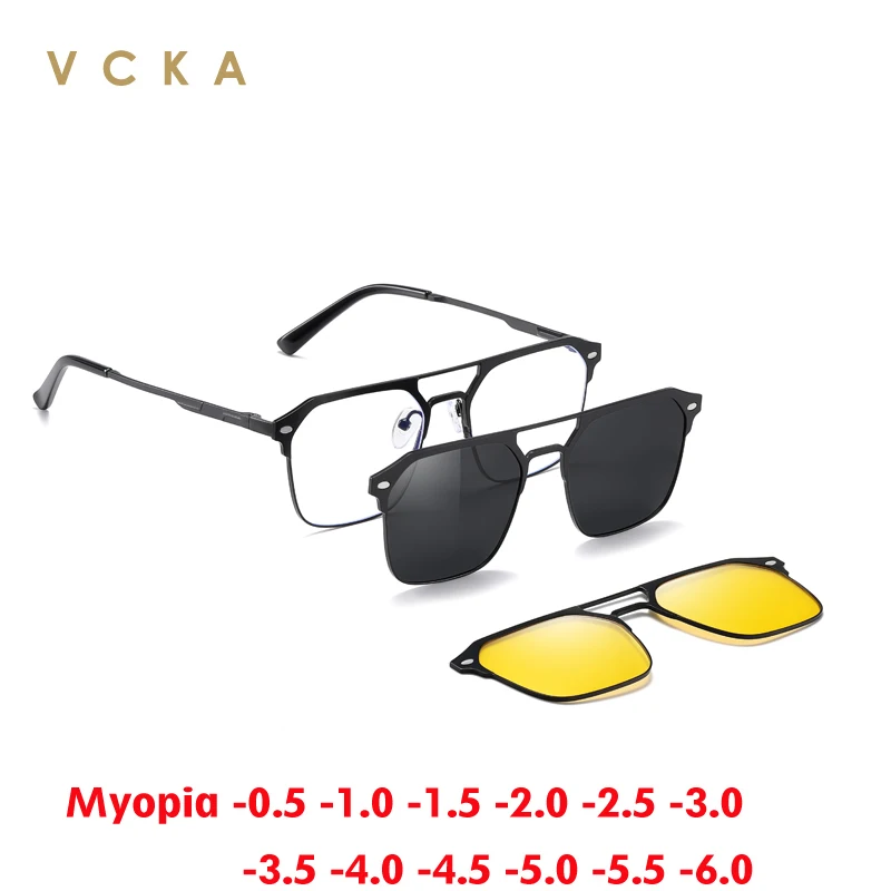 VCKA Aluminum Magnesium Myopia Sunglasses Big Frame 3 in 1 Polarized Fashion Men Women Magnetic Clip Optics Glasses -0.50 to -10
VCKA Aluminum Magnesium Myopia Sunglasses Big Frame 3 in 1 Polarized Fashion Men Women Magnetic Clip Optics Glasses -0.50 to -10