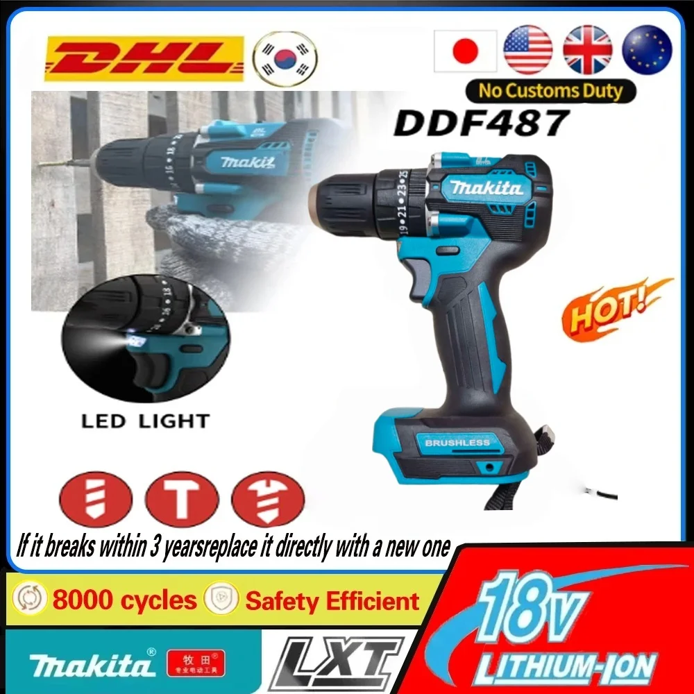 Makita DHP487 Cordless Impact Drill Electric Screwdriver Electric Hammer Drill Wireless Drill Lithium-Ion Battery Power Tools
Makita DHP487 Cordless Impact Drill Electric Screwdriver Electric Hammer Drill Wireless Drill Lithium-Ion Battery Power Tools