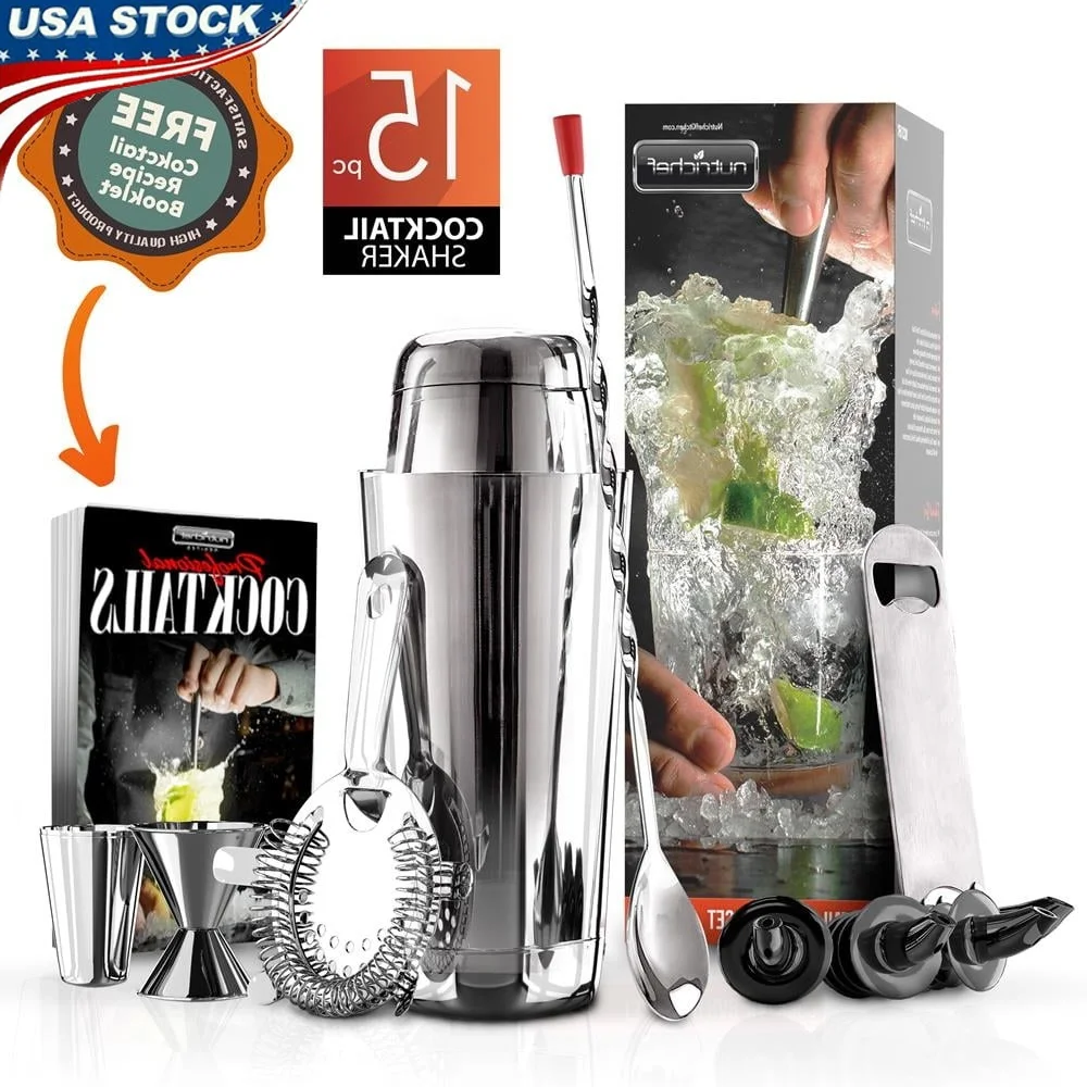 Stainless Steel Cocktail Shaker Set 15 30 oz Bartender Tools Mixology Barware Drink Serving Kit with Pour Spout Attachments
Stainless Steel Cocktail Shaker Set 15 30 oz Bartender Tools Mixology Barware Drink Serving Kit with Pour Spout Attachments