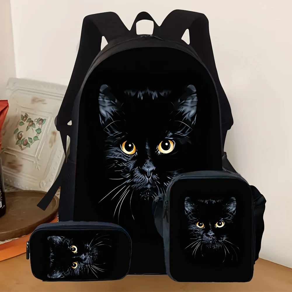 3pcs Backpack Set, Black Cat Print Backpack with Pencil Case & Pouch, Stylish Casual Daypack for Teens Girls Boys, Ideal for Sch
3pcs Backpack Set, Black Cat Print Backpack with Pencil Case & Pouch, Stylish Casual Daypack for Teens Girls Boys, Ideal for Sch